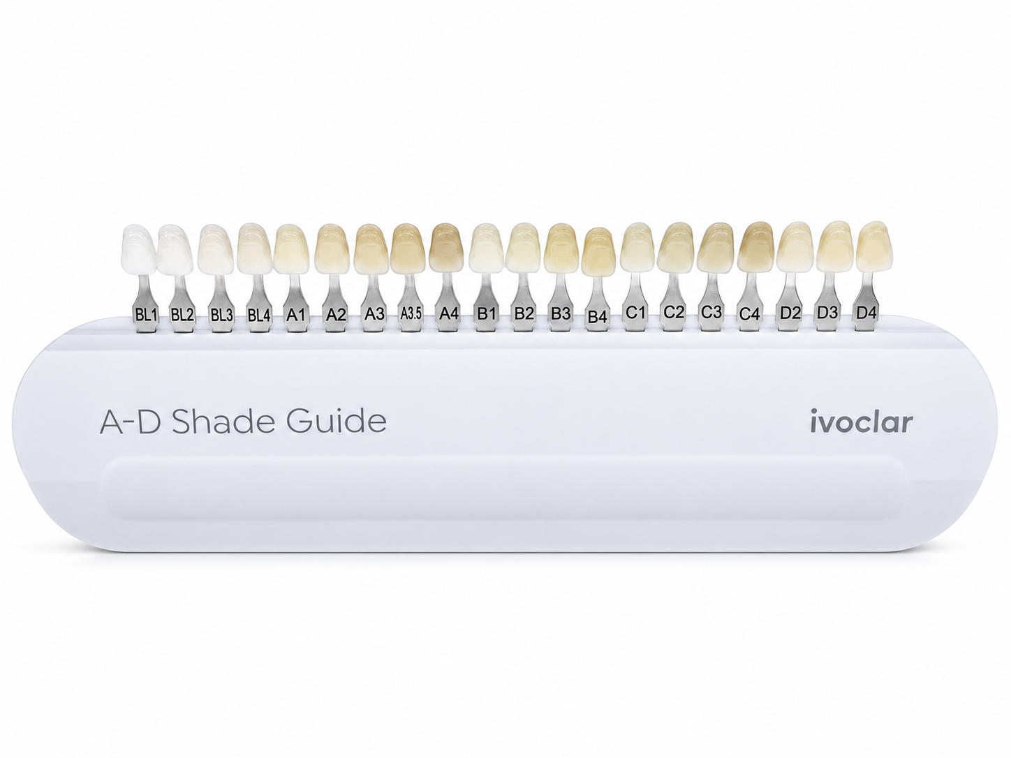 Палитра VITA A-D Shade Guide с оттенками BL1, BL2, BL3, BL4, B1 и другими цветами