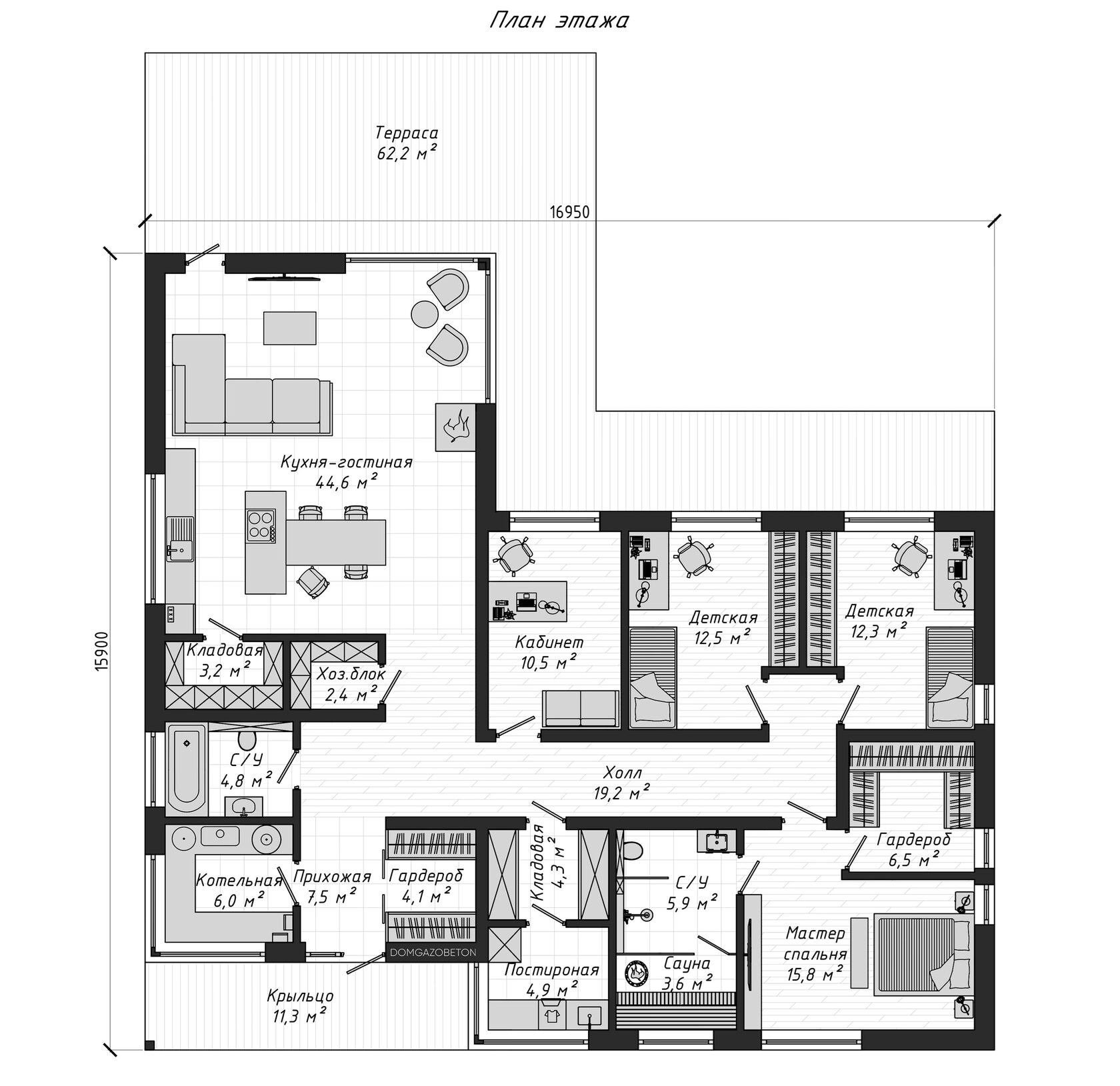 Разработанный проект "Канисты" | Проект одноэтажного дома из газобетона ...