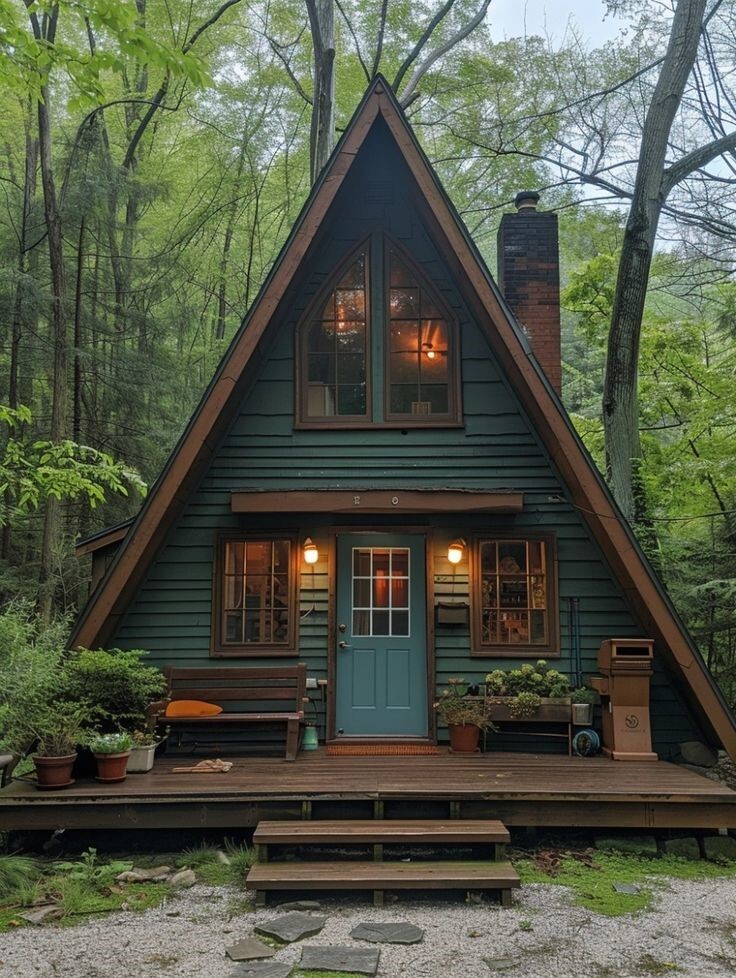 A-frame дом в снежном ландшафте Башкортостана
