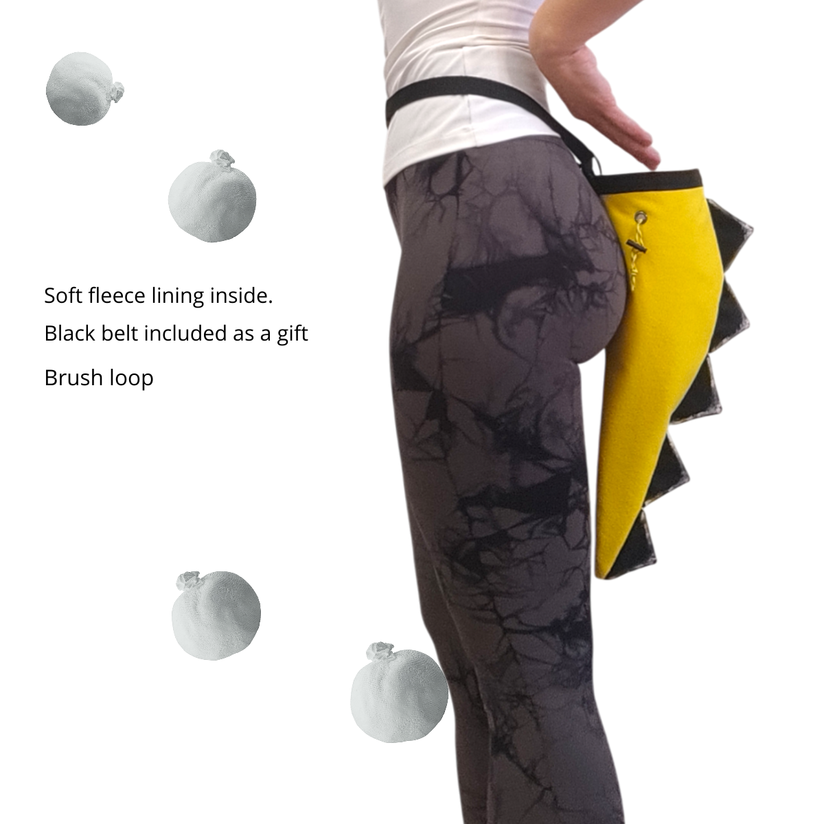 Chalk bag Dino Tail yellow for rock climbing