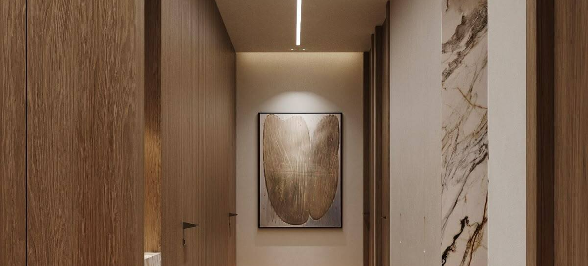 Декоративные древесные бамбуковые панели NEO на стене в современном интерьере, натуральная текстура и объёмный рельеф, пример стильной экологичной отделки для гостиной, спальни или коммерческого пространства.