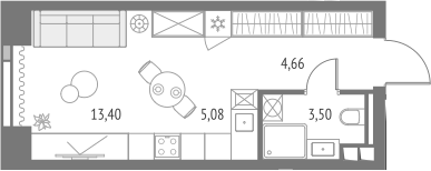 Студия 26,6 м²