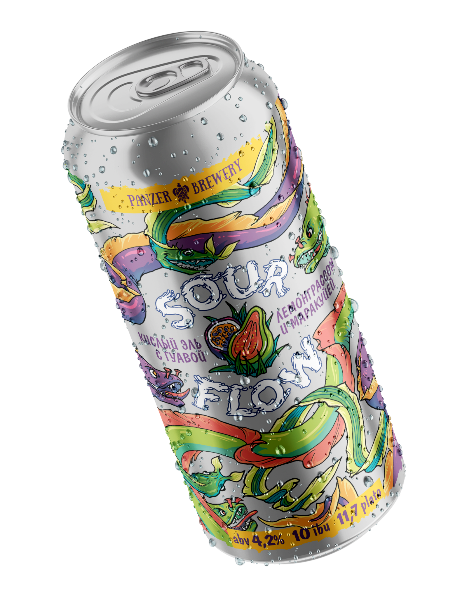 Банка пива Sour Flow / Гуава, Лемонграсс и Маракуйя - Fruit Sour от Panzer Brewery