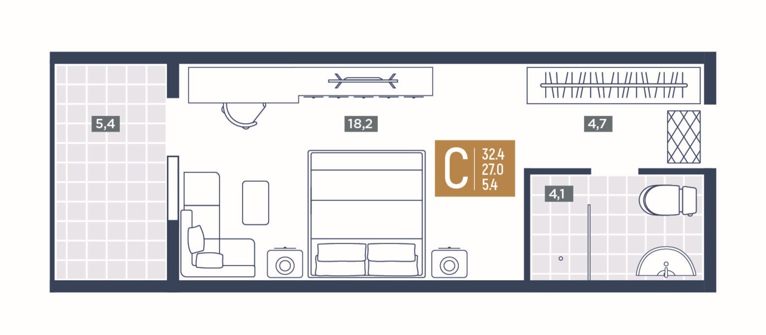 Студия 32,4 м²