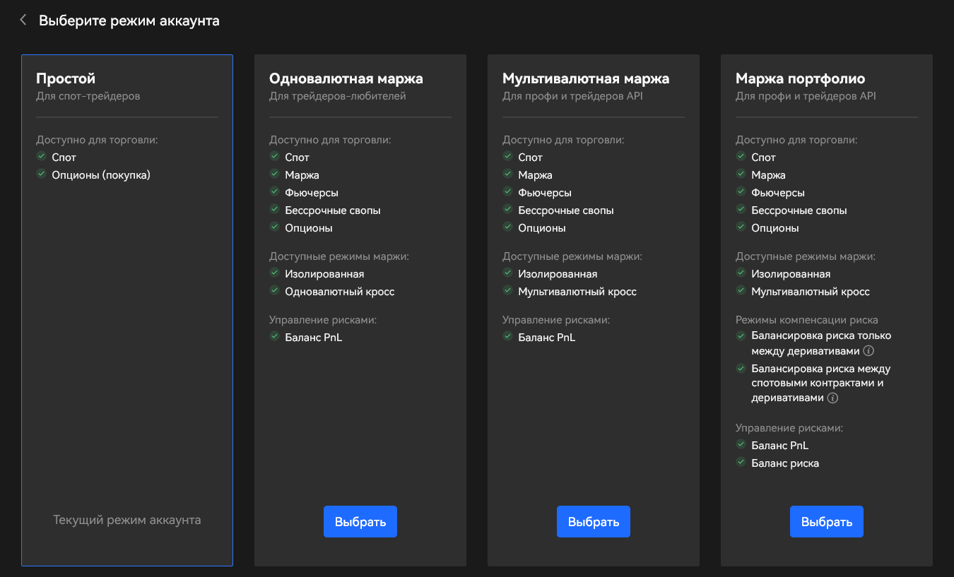 Криптовалютная биржа OKX, торговые инструменты, режимы аккаунта