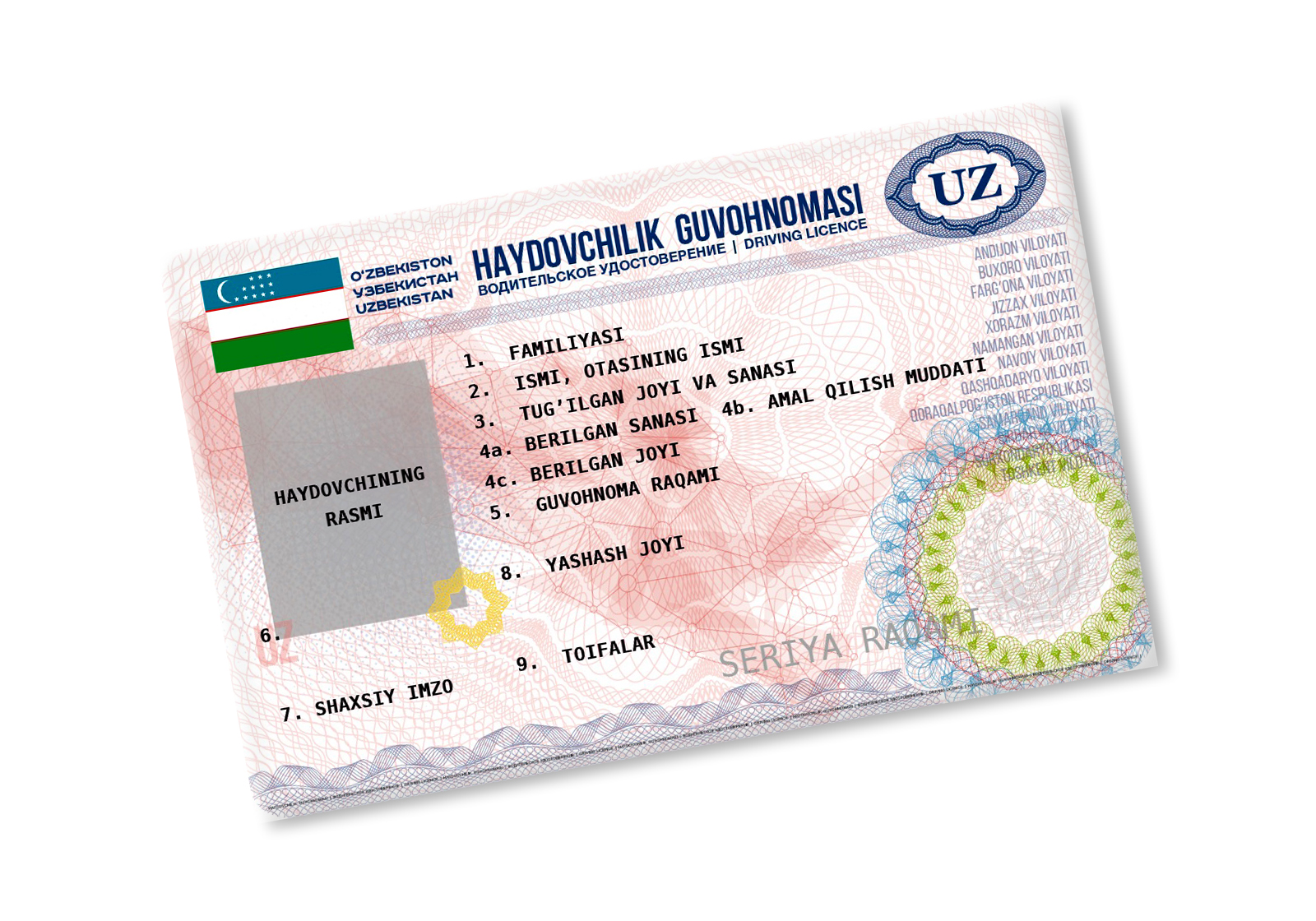 Получить перевод из узбекистана. ID Card Узбекистан. ID Узбекистана карта паспорт. Водительское удостоверение Узбекистана. Узбекские водительские права.