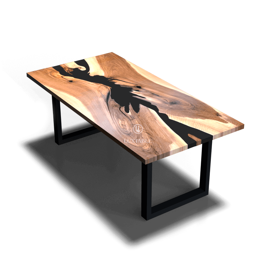 Epoxy resin tables made of solid wood
