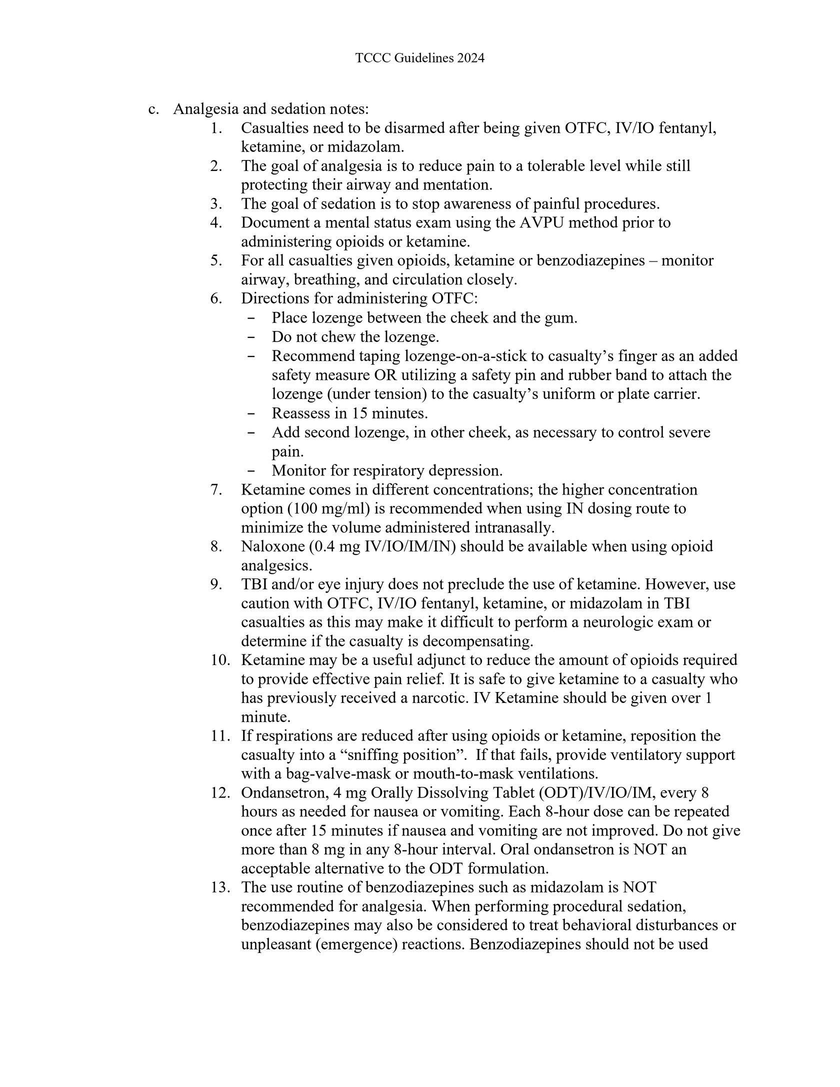 Протокол Tactical Combat Casualty Care (TCCC) Guidelines от 25 января 2024 г. полный текст на английском языке