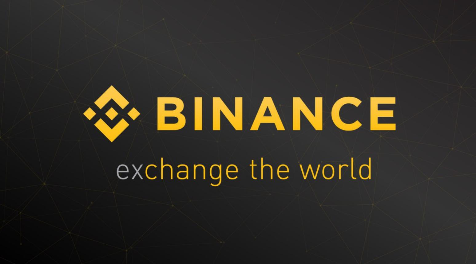 World’s largest crypto exchange: Binance logo featuring the phrase “Exchange the world”