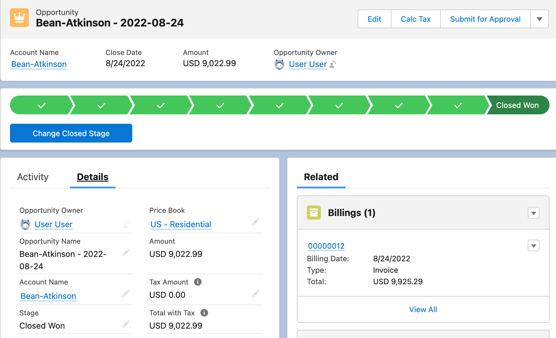 Accounting Opportunities and Billings in Salesforce