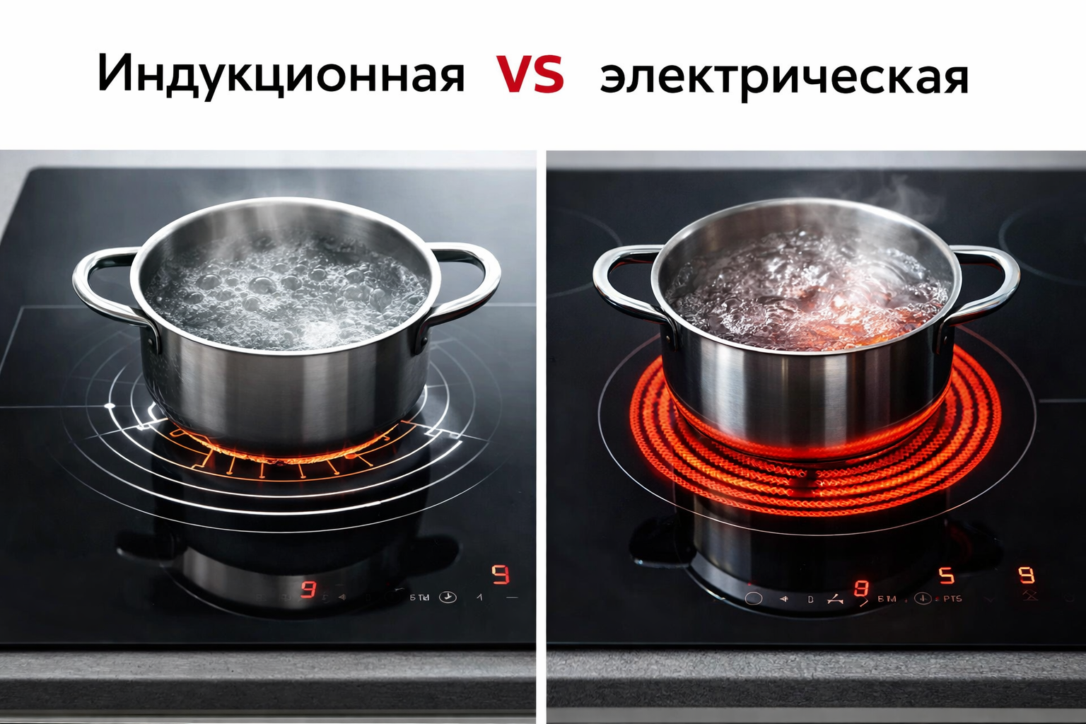 Индукционная и электрическая варочная панель сравнение