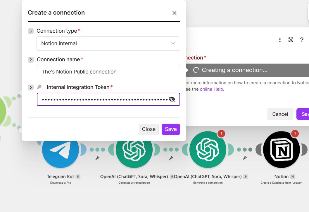 Подключение и настройка интеграции Notion в Make