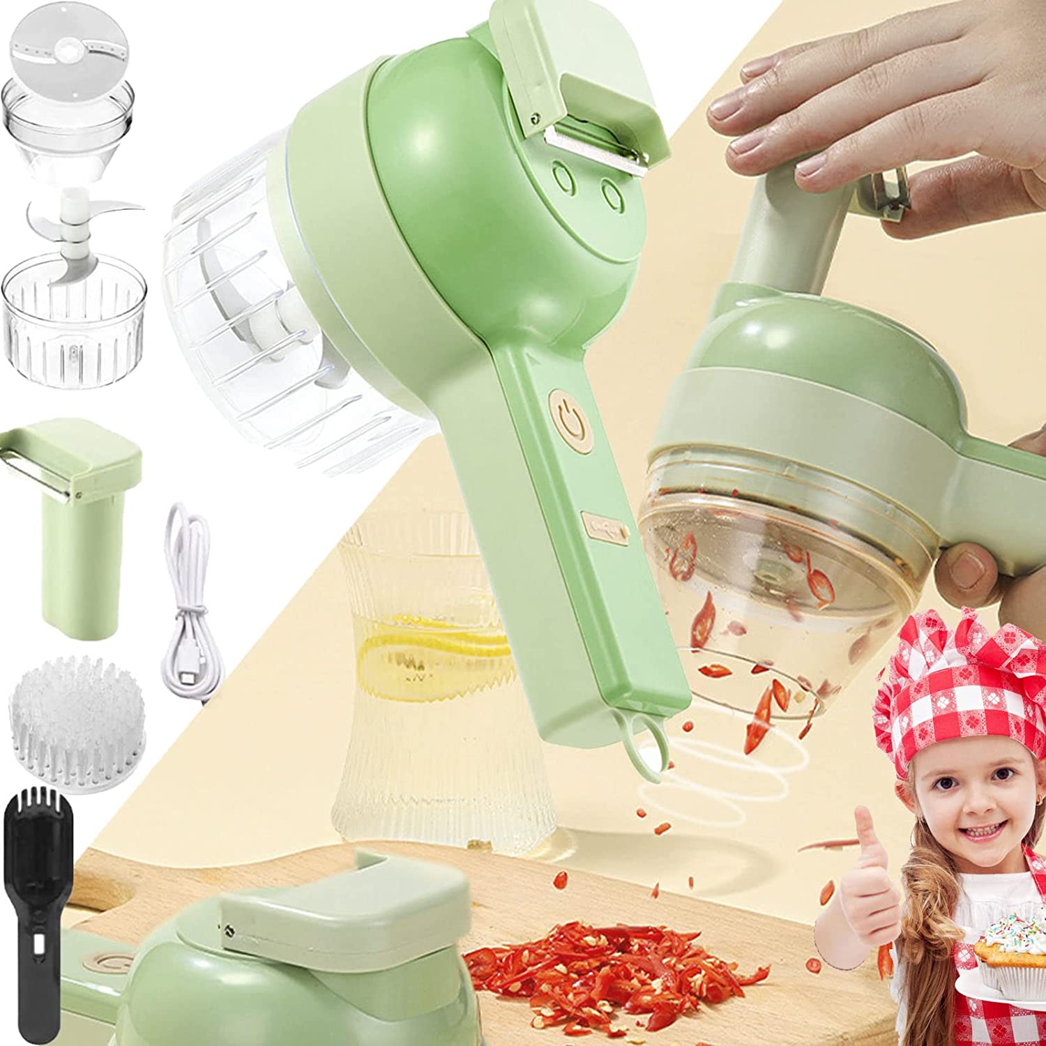 4 in 1 Handheld Electric Vegetable Cutter Set