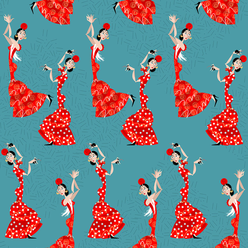 Испанки, танцующие фламенко. Паттерн