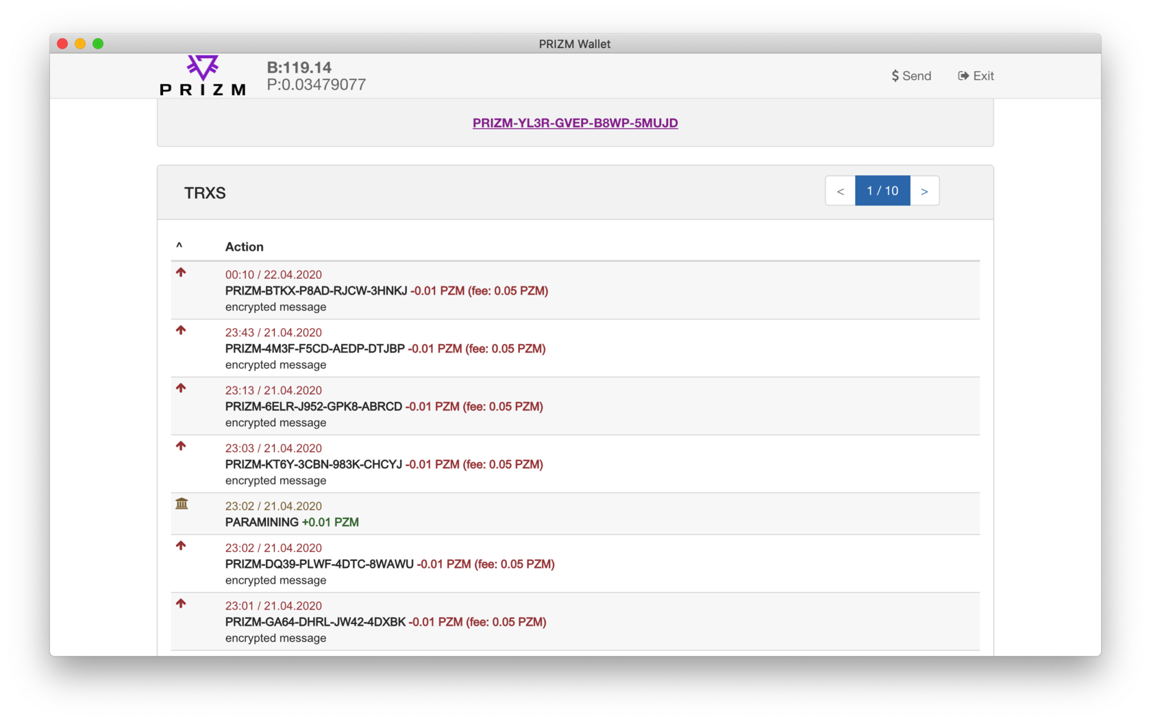 создание кошелька prizm