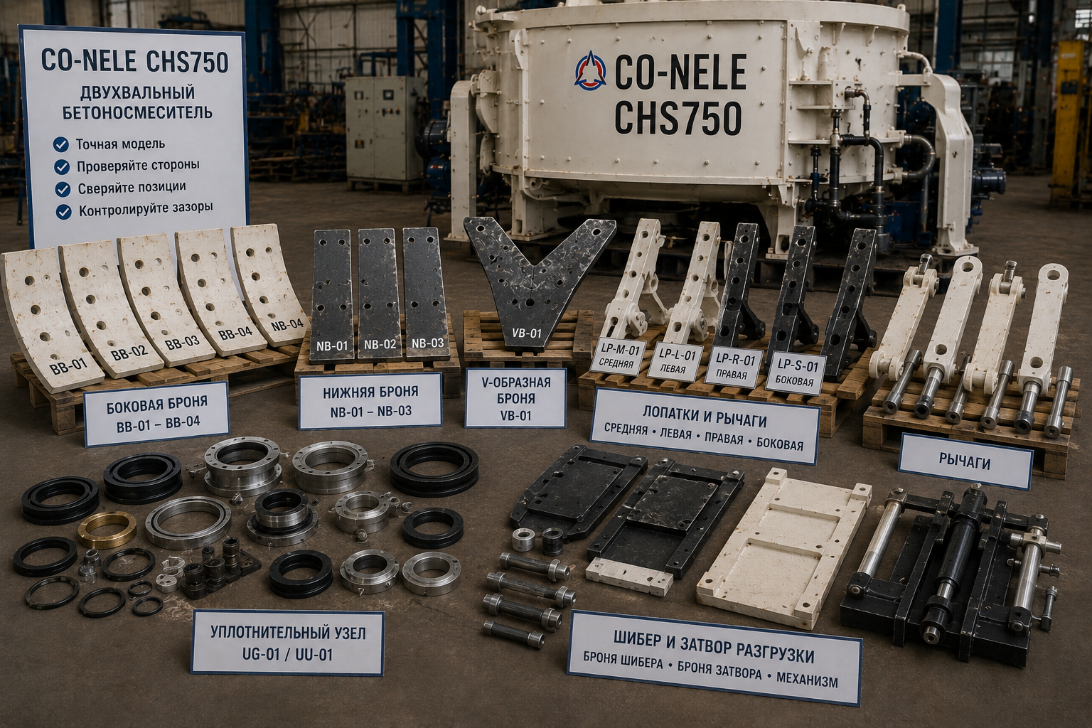 Запчасти CO-NELE CHS750: броня, лопатки и уплотнения