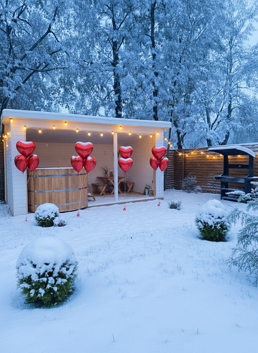 Горячая купель фурако для романтического отдыха в Aframe Happy