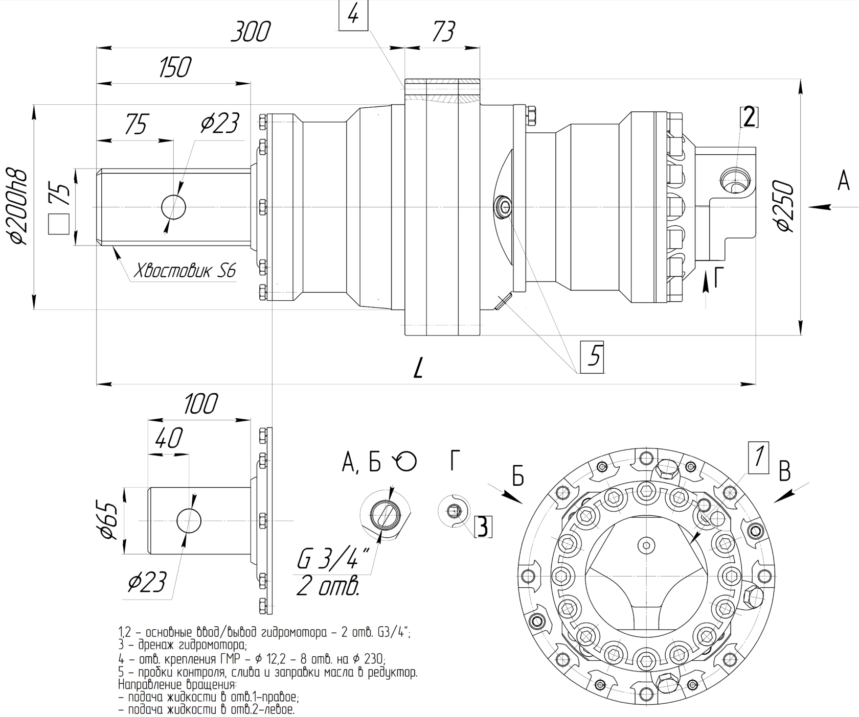 Габаритные и присоединительные размеры ГМР.1001