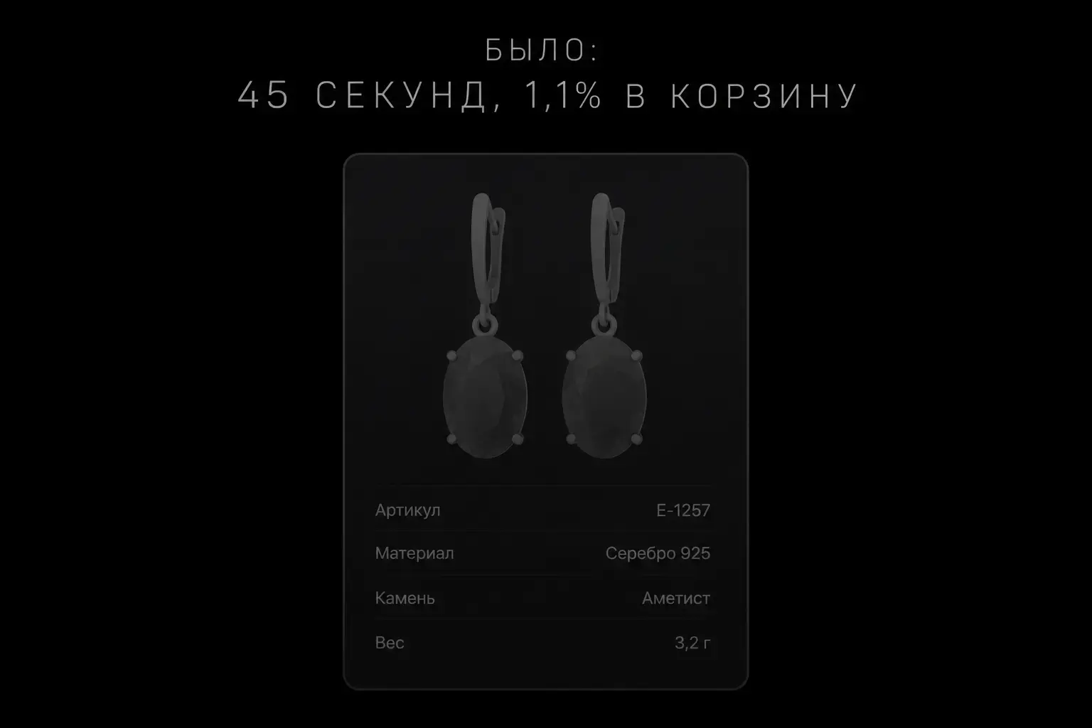 Старая карточка товара КРИСТАЛЛ серая безликая четыре строки сухого текста конверсия 1.1 процента среднее время 45 секунд