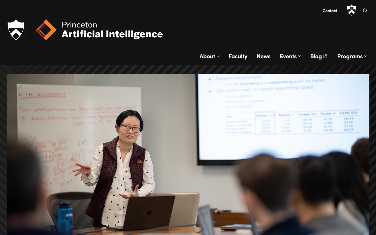 Princeton Artificial Intelligence homepage screenshot: Princeton University's AI initiative