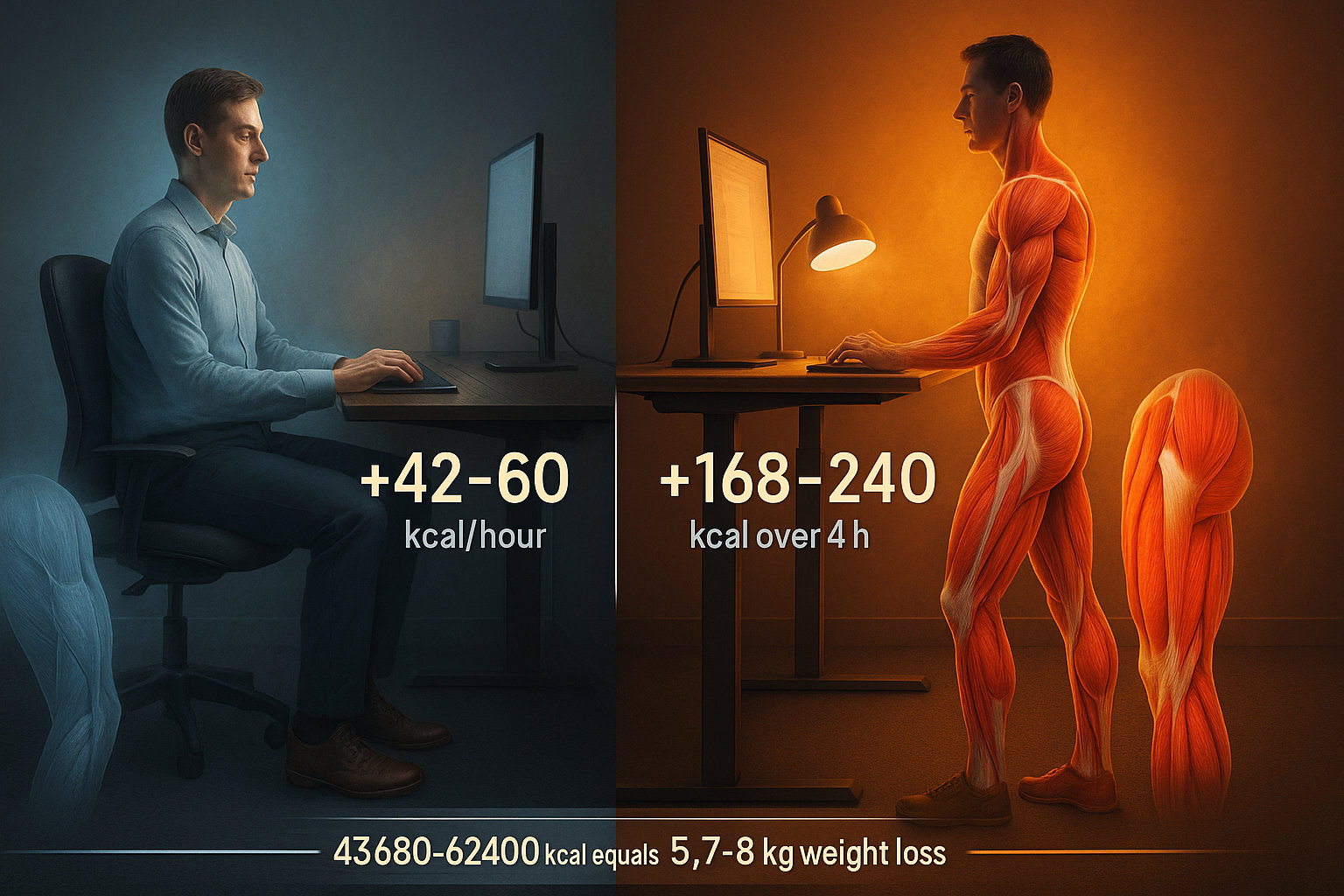  Сколько калорий добавляет работа стоя вместо сидя