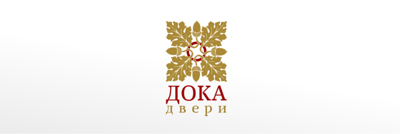 Логотип компании «Дока Двери», символизирующий вековую историю и качество дубовых дверей