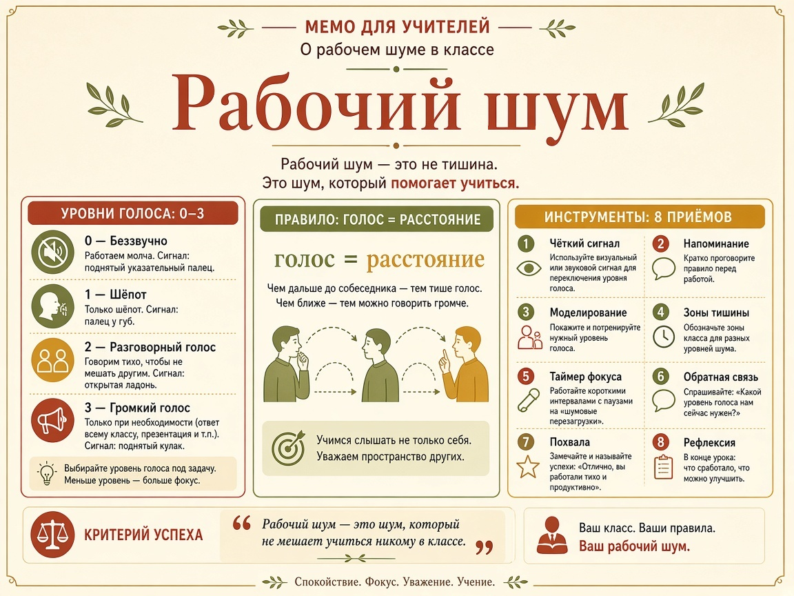 Памятка Метод4к — рабочий шум на уроке