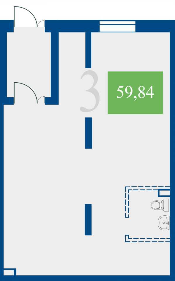 Планировка коммерческого помещения 59,84 м² · Набережный квартал