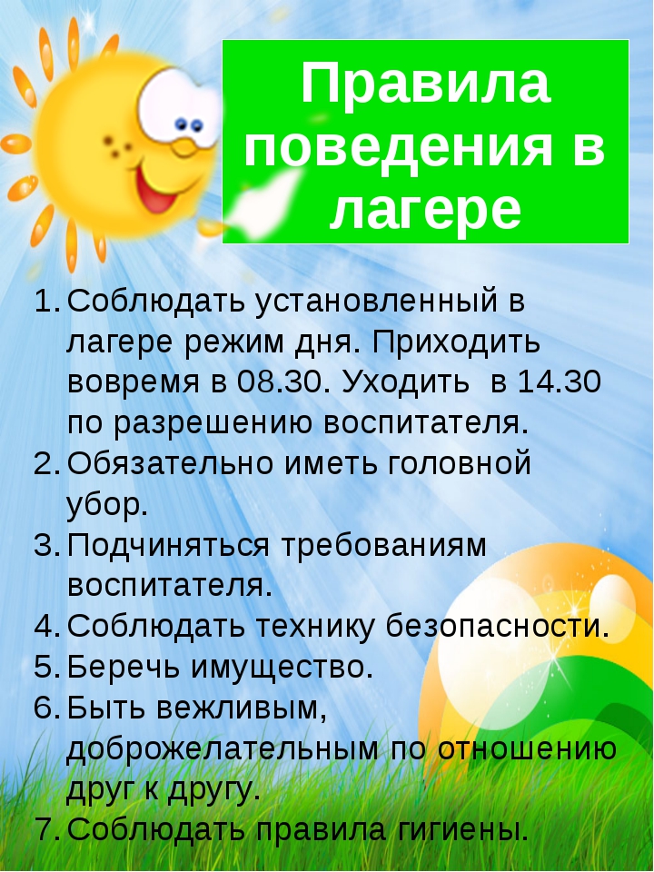 Презентация техника безопасности в пришкольном лагере для детей