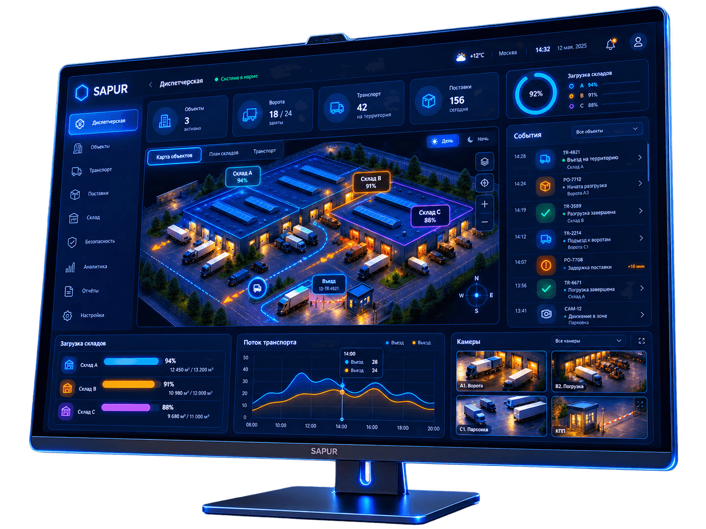 Интерфейс диспетчерской SAPUR
