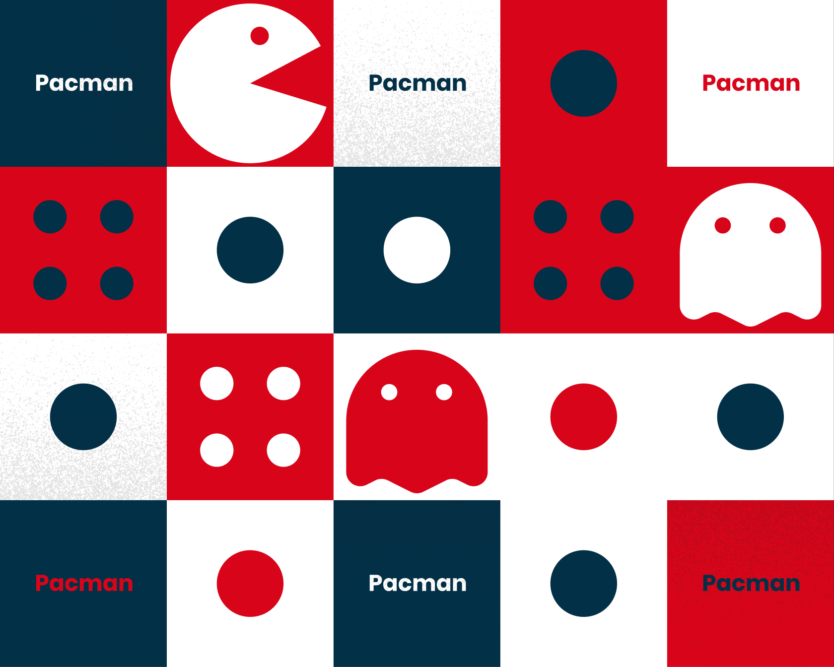 Packman retro template, fun and positive format for whiteboard and remote creative teams.