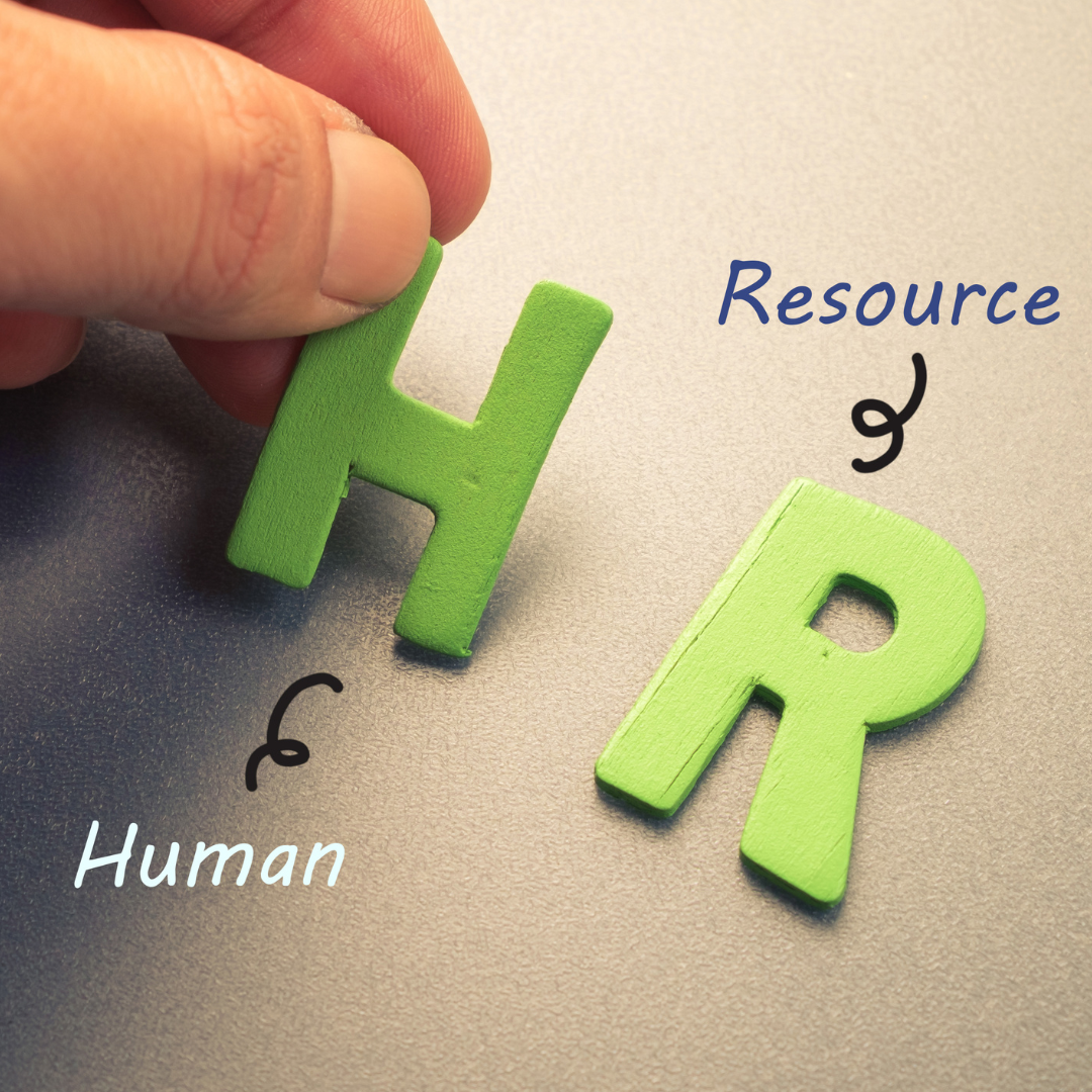 Green H with Human below it Green R with Resource above it