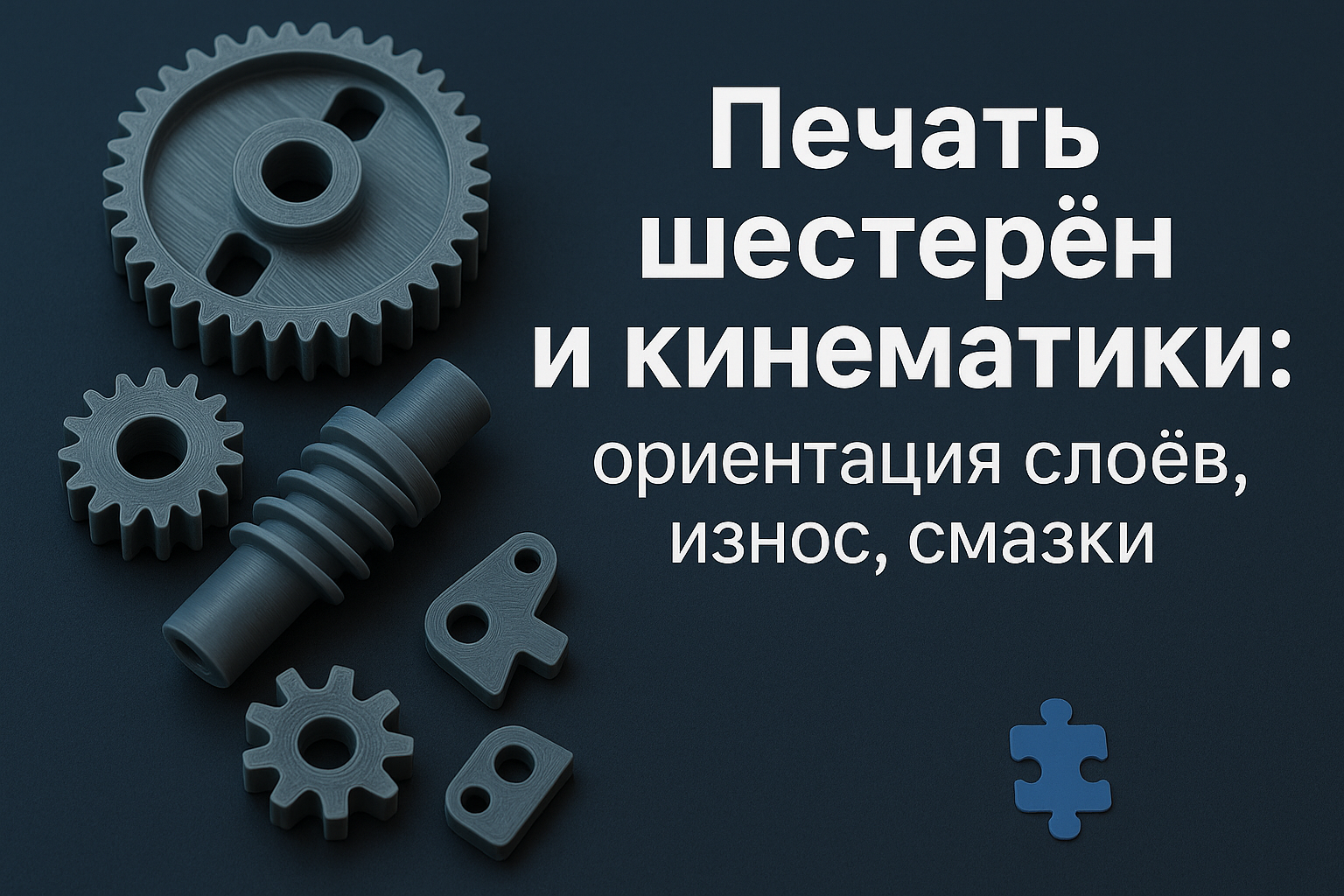 Печать шестерён и кинематики: ориентация слоёв, износ, смазки ️