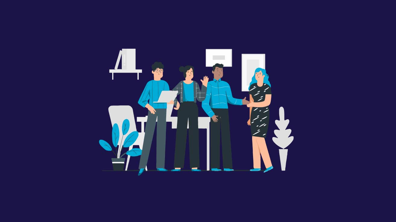 Сотрудники обсуждают методы оценки персонала предприятия на встрече