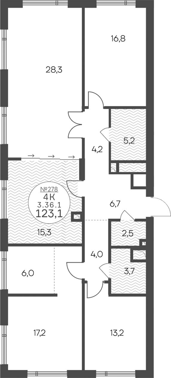 4-комн 123,1 м²