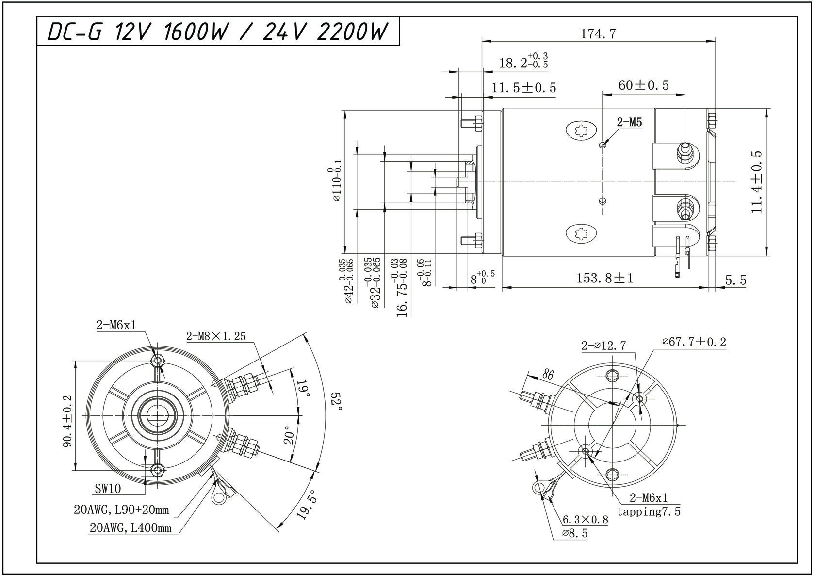 Чертеж электродвигателя DC-G