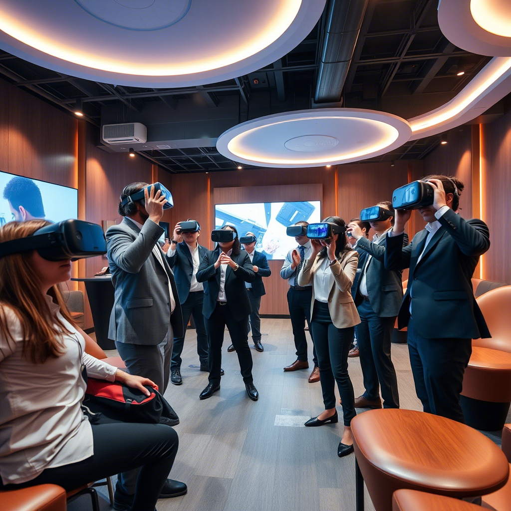 Корпоративный тимбилдинг в VR-клубе: команда сотрудников развивает навыки командной работы в виртуальной реальности