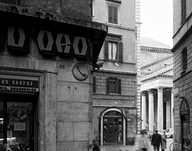 Pantheon Portico. Rome. 2006. BW Negative 4×5 inch.