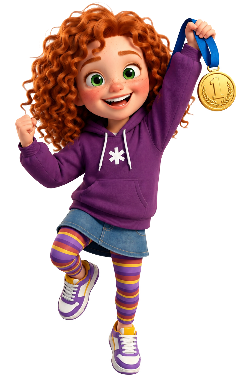 Маскот SmartyKids — девочка с медалью олимпиады