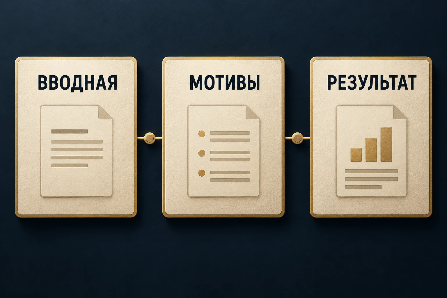 Концептуальная схема трёх частей приговора: вводная, мотивировочная и резолютивная