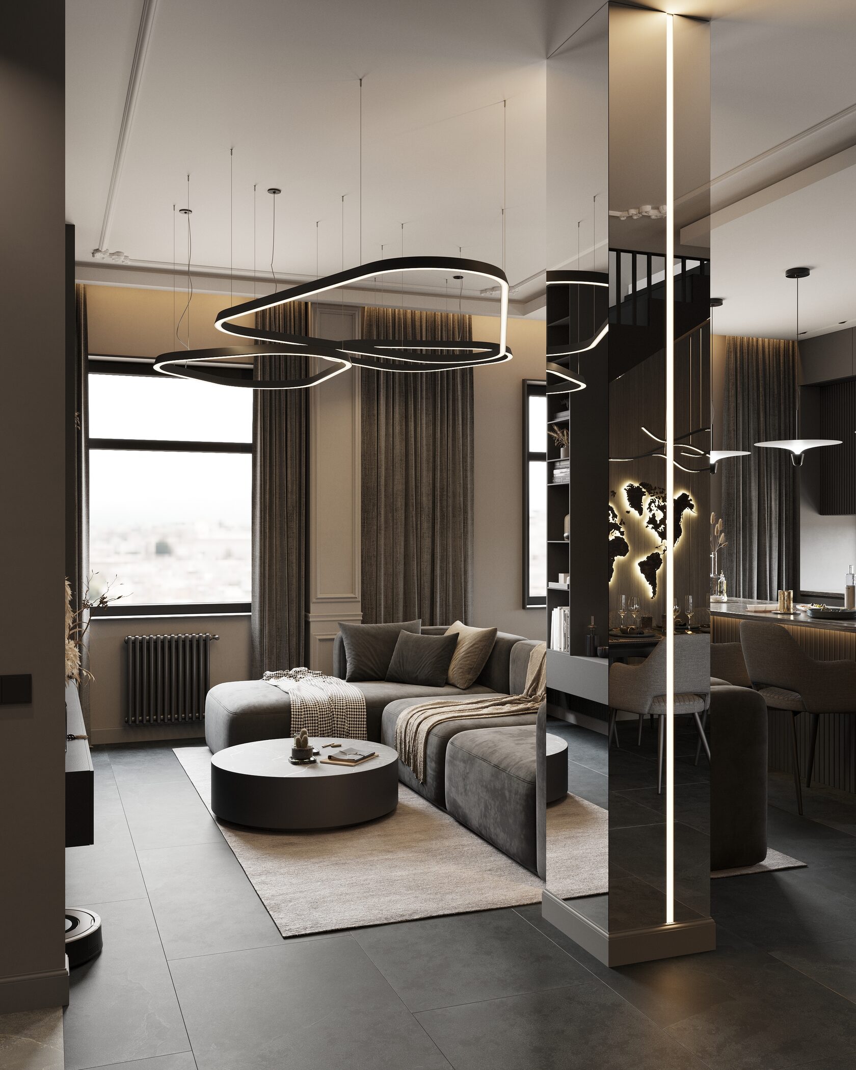 Зеркальная колона с встроенной подсветкой 