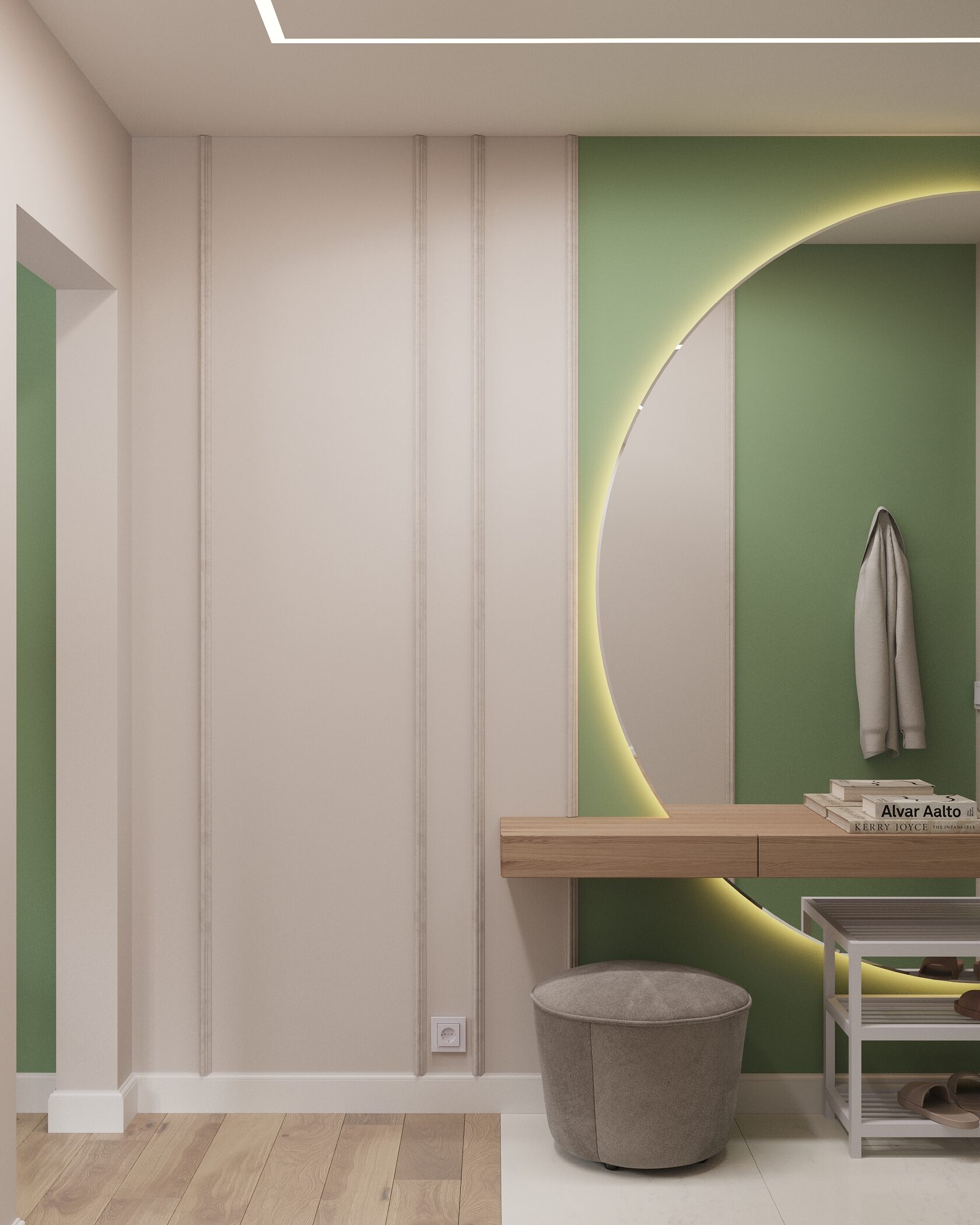 входная зона с зеленой стеной