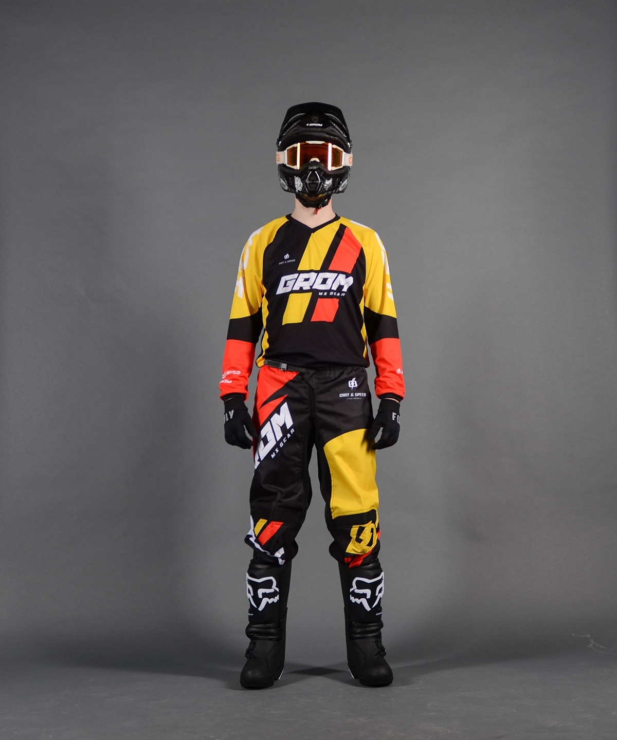 Grom штаны кроссовые Race Red Yellow