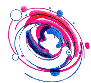 логотип, торнадо, розовый вихрь, синий круг