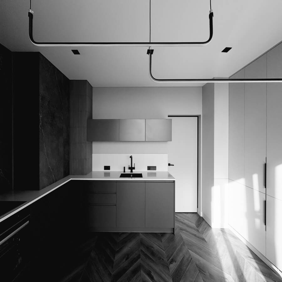 Дизайн интерьера в стиле брутализм ( обесцвеченый ) 