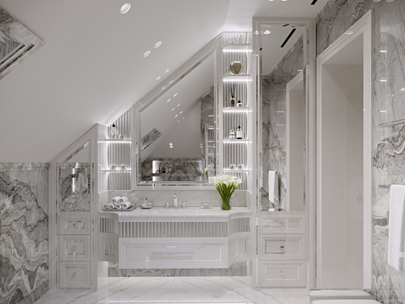 Дизайн интерьера санузла в стиле ар-деко