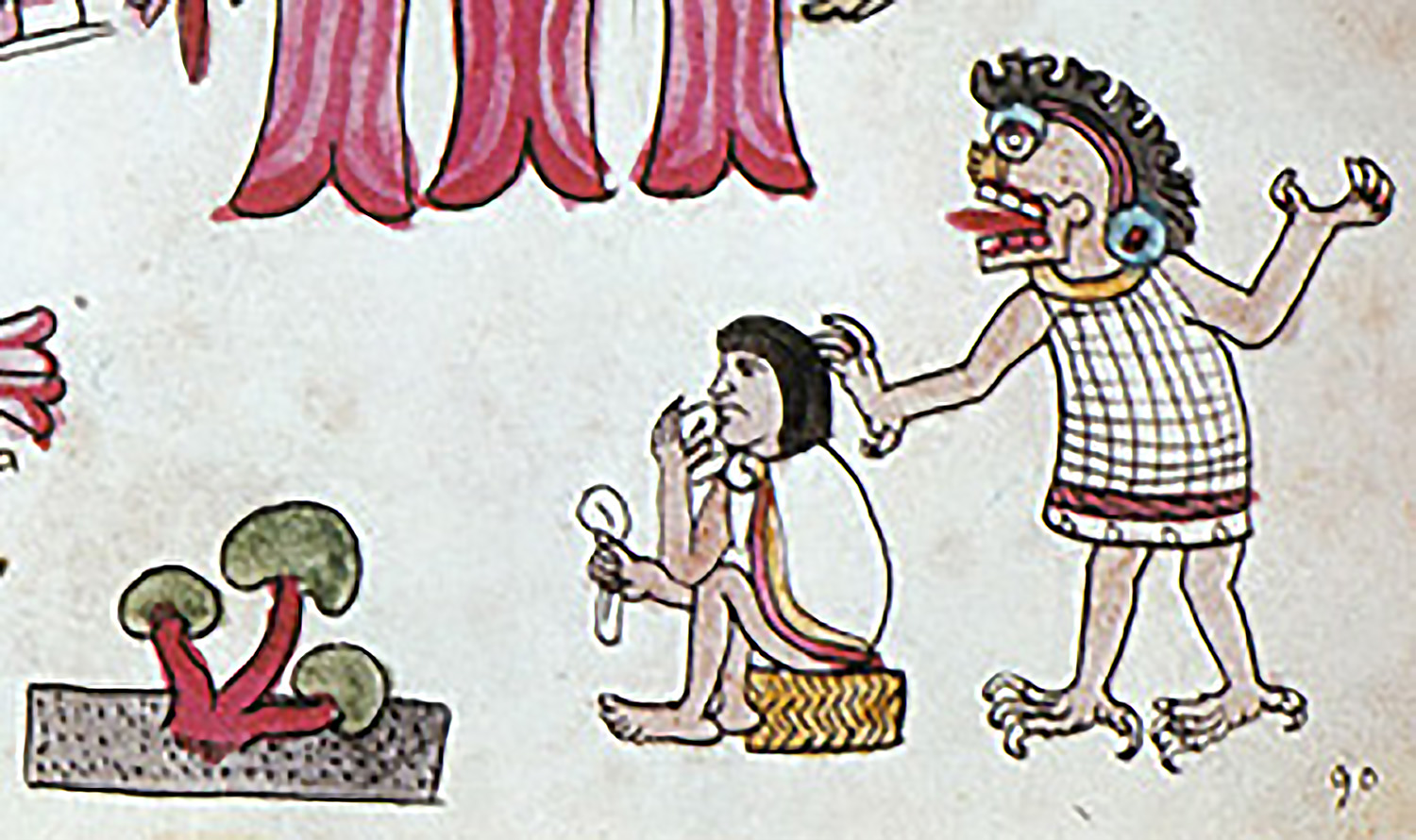 Фрагмент кодекса Мальябекки. Мексика, 16 век. Коллекция Biblioteca Nazionale Centrale di Firenze.