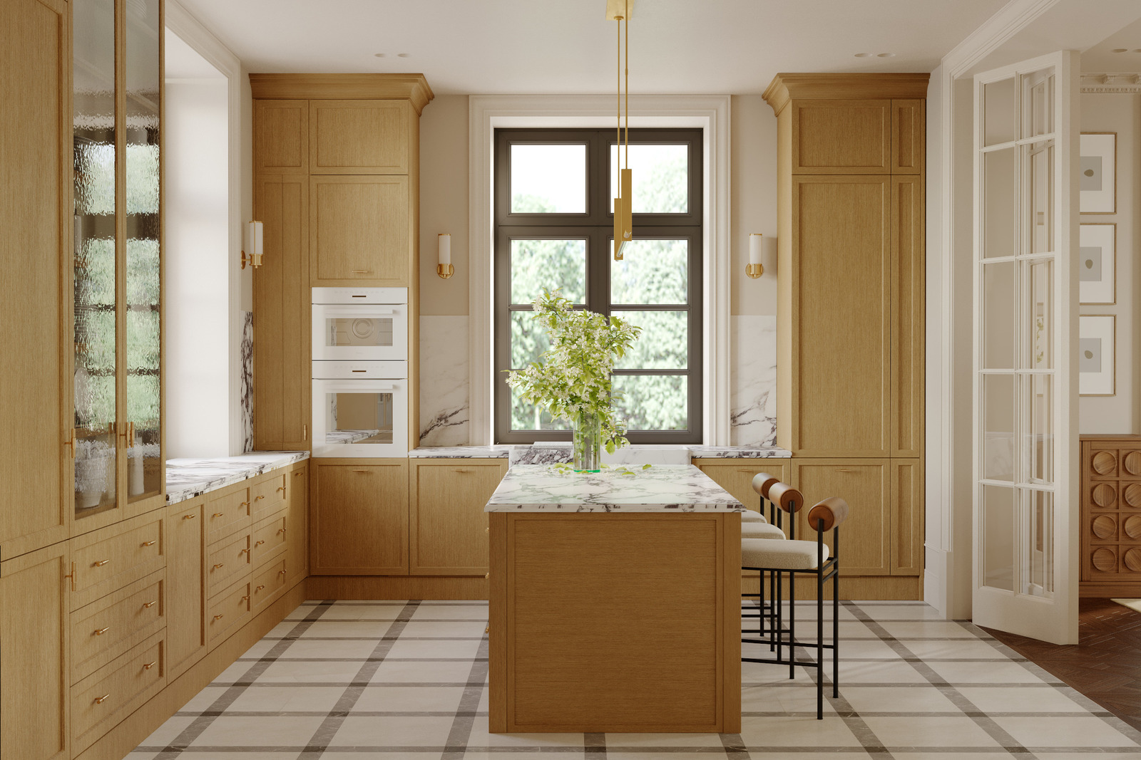 Кухня со шпонированными дубовыми фасадами в интерьере дизайнера Екатерины Фёдоровой