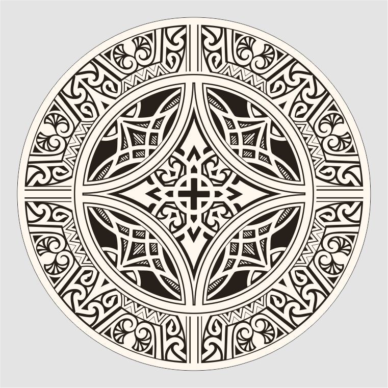 графика, рисунок, авторский орнамент в круге для интерьера с сочетанием стиля &quot;ренессанс&quot; и элементами русского народного орнамента