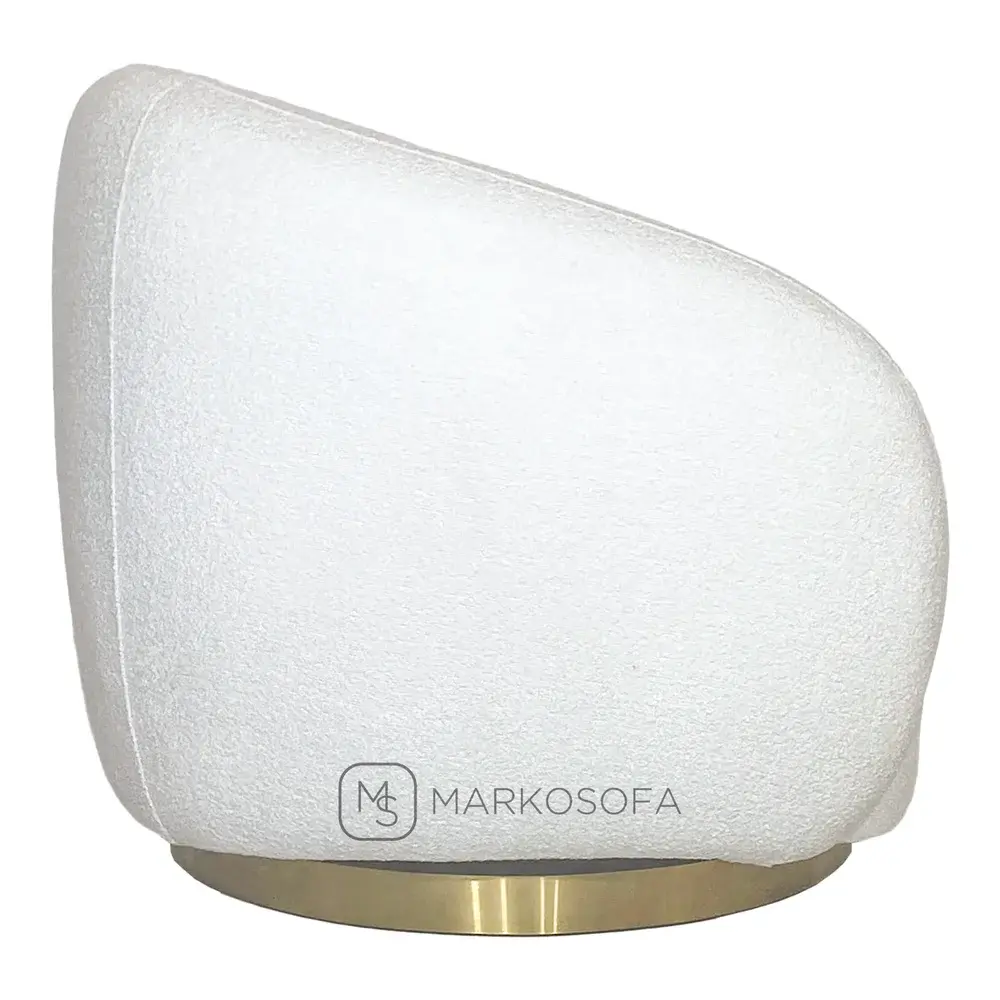 Реплика поворотного кресла Брик Эйчхольц Swivel Chair Brice Eichholtz на заказ в обивке из белого букле на латунном кольце